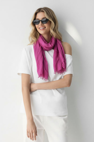 linen cotton solid color scarf wrap-spun scarves purple
