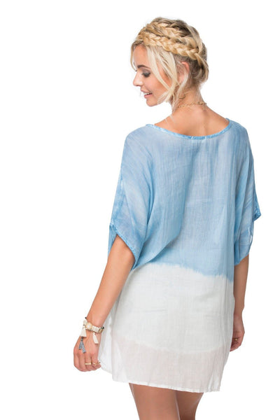Loose Lace Dip Dye Tee Effortless Style, Washed - Lived Look - Subtle Luxury