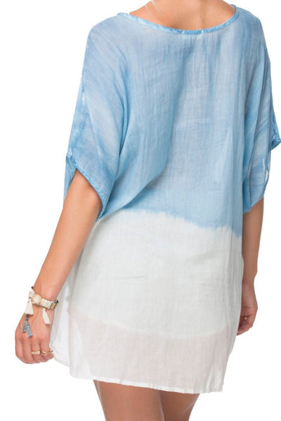 Loose Lace Dip Dye Tee Effortless Style, Washed - Lived Look - Subtle Luxury