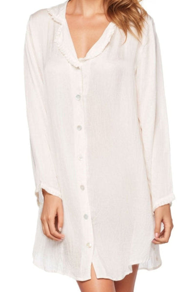 Loungerie by Subtle Luxury Pajama Nightshirt Miranda Sleepshirt / XS/S / White Miranda Rayon Satin Sleep Night Shirt Lounge Pajamas