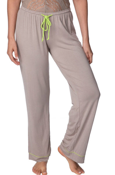 Loungerie by Subtle Luxury Pajama Pant "Pippa" PJ Pant / S/M / Latte/Citrus Pippa Pajama Rayon Knit Pant in Latte with Contrast Piping