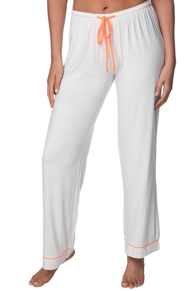 Loungerie by Subtle Luxury Pajama Pant "Pippa" PJ Pant / S/M / Nude/Orange Pippa PJ Knit Pant in Nude with Contrast Piping