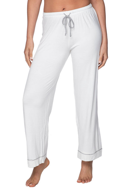 Loungerie by Subtle Luxury Pajama Pant "Pippa" PJ Pant / XS/S / White/Silver Pippa PJ Knit Pant in White with Silver Piping