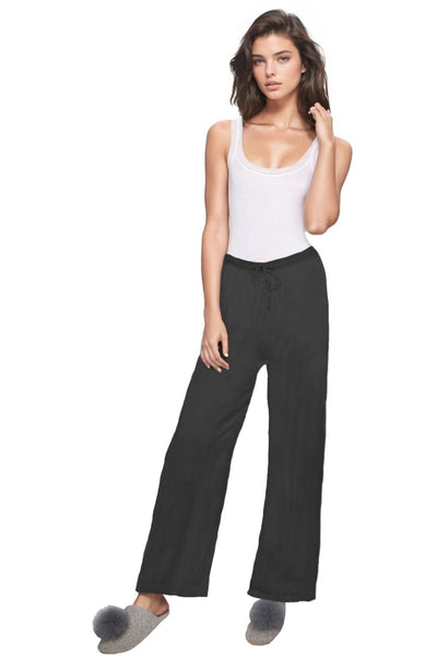 Loungerie by Subtle Luxury Pajama Pant Satin PJ Pant / XS/S / Black Rayon Satin Lounge Easy Drawstring Pant