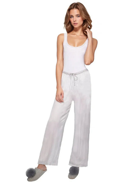 Loungerie by Subtle Luxury Pajama Pant Satin PJ Pant / XS/S / Lt Grey Rayon Satin Lounge Easy Drawstring Pant