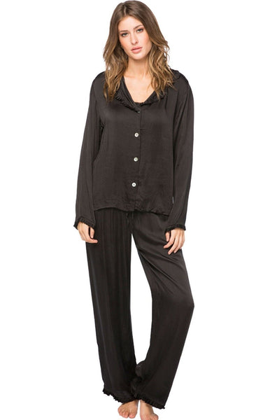 Loungerie by Subtle Luxury Pajama Set Charlotte Satin PJ Set / L/XL / Black Satin Charlotte Pajama Set