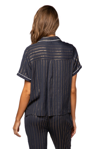 Loungerie by Subtle Luxury Pajama Set Jade PJ Set / S/M / Navy w/Lurex Jade Rayon Top and Pant Pajama Set in Lurex Print