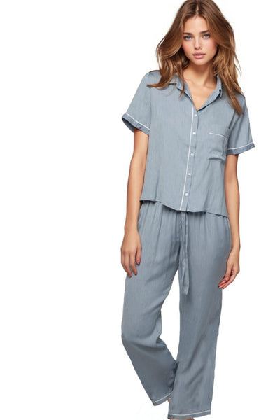 Loungerie by Subtle Luxury Pajama Set Jade PJ Set / XS/S / Steel Jade Rayon Top and Pant Pajama Set in Steel