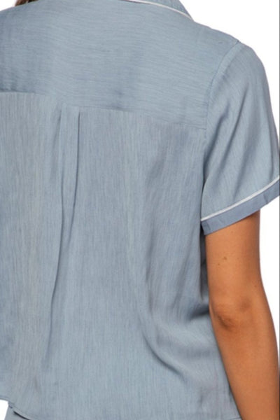Loungerie by Subtle Luxury Pajama Set Jade Rayon Top and Pant Pajama Set in Steel