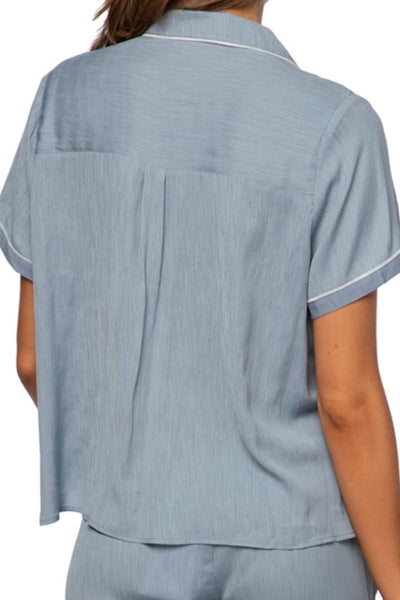 Loungerie by Subtle Luxury Pajama Set Jade Rayon Top and Pant Pajama Set in Steel