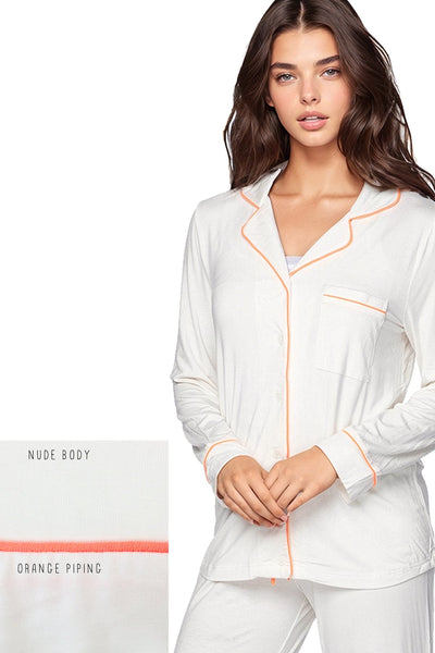 Loungerie by Subtle Luxury Pajama Set Pippa PJ Set / XS/S / Nude/Orange Pippa Pajama Knit Jersey Set by Loungerie