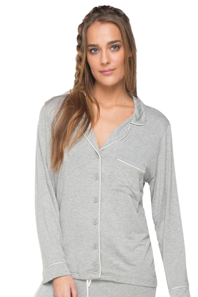 Loungerie by Subtle Luxury Pajama Set Pippa PJ/Short Set / S/M / Heather Pippa Pajama Knit Jersey PJ Top/Short Set by Loungerie