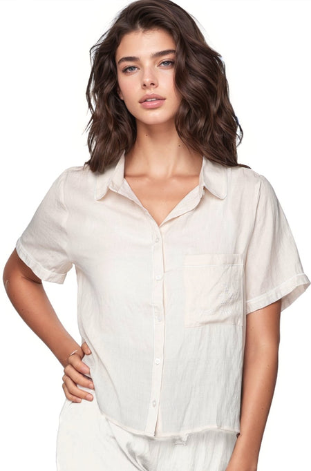 Pippa Night Shirt in Nude with Orange Piping