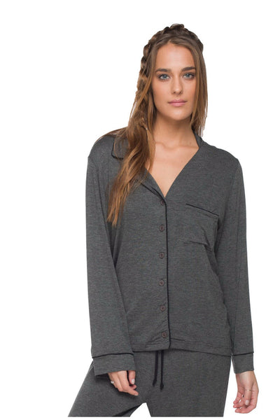 Loungerie by Subtle Luxury Pajama Top Pippa PJ Top / S/M / Charcoal Pippa Pajama Top by Loungerie