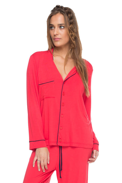 Loungerie by Subtle Luxury Pajama Top Pippa PJ Top / S/M / Red Pippa Pajama Top by Loungerie