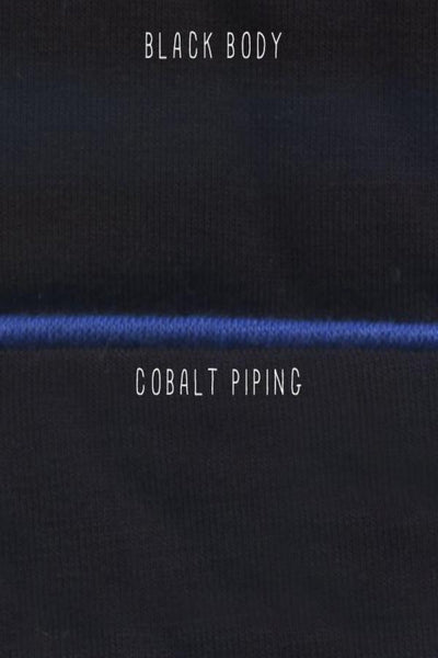 Loungerie by Subtle Luxury PJ Top Pippa Tank in Black with Silver or Cobalt Piping