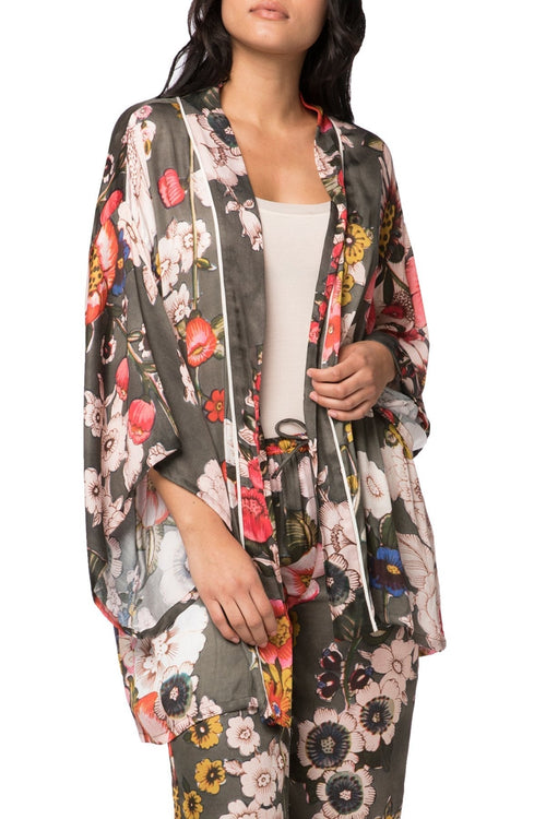 Loungerie by Subtle Luxury Robe Bloom Baby Kimono / S/M / Olive Bloom Baby Printed Kimono in Olive | Loungerie