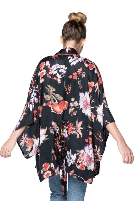 Bed to Brunch Kimono Robe in Rosy Print