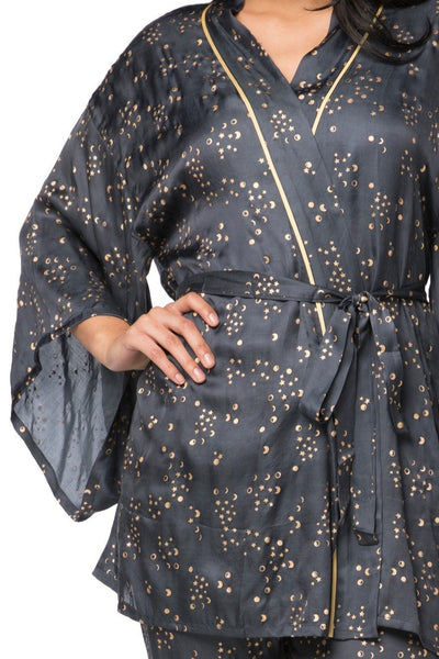Loungerie by Subtle Luxury Robe Moon Phase Kimono / S/M / L-48 Navy Moon Phase Kimono Lounge Robe