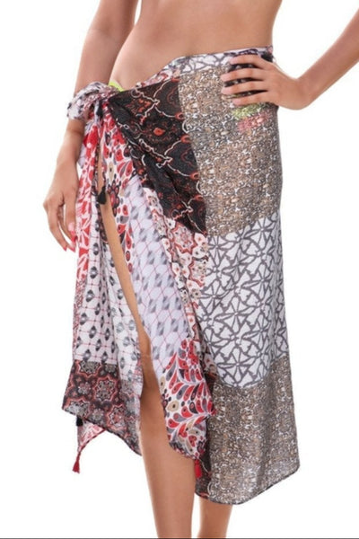 Marisa Patches Print Sarong Scarf Wrap - Subtle Luxury