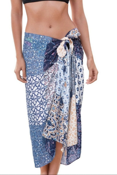 Marisa Patches Print Sarong Scarf Wrap - Subtle Luxury