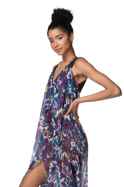 Maxi Halter Sundress Coverup in Tropical Splash Print - Subtle Luxury