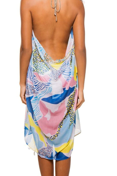 Maxi Halter Sundress Coverup in Wild Habitat Print - Subtle Luxury