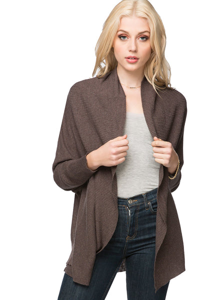Mia Ribbed Crop Knit Cardigan Sweater in Zen Blend Yarn - Subtle Luxury