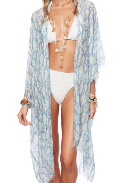 Native Sea Print Luxury Coverup Kimono - Subtle Luxury