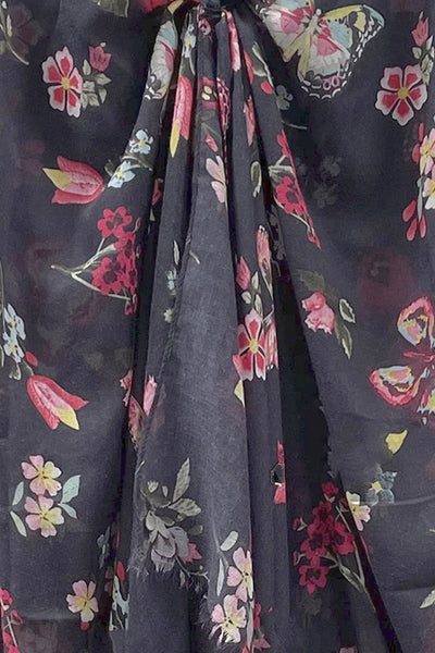 Night Flowers Print Scarf, Wrap and Sarong in Navy - Subtle Luxury