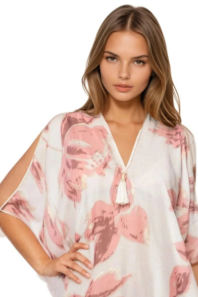 Open Shoulder Sundress Coverup in Blue Bonnet Print - Subtle Luxury