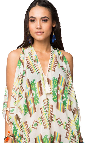Open Shoulder Sundress Coverup in Sedona Summers Print - Subtle Luxury