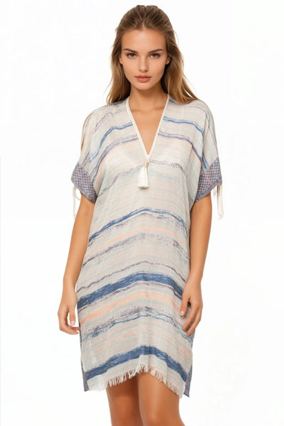 Open Shoulder Sundress Coverup in Summer Harmony Textured Fabric - Subtle Luxury