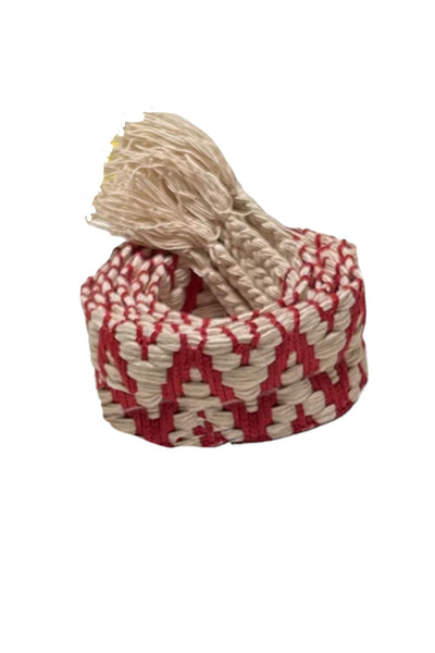 pool-to-party-belt-handwoven-aztec-pattern-wrap-belt-red-ivory color hand loomed
