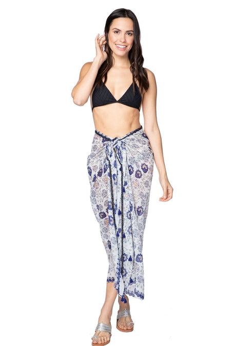 Braided Beach Multi Wear Coverup Sarong in Vacation Mode Print