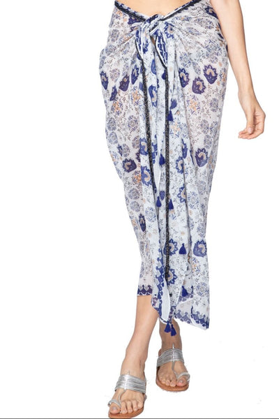 Pool to Party Coverup Ancient Melody / One Size / Blue Braided Sarong in Ancient Melody