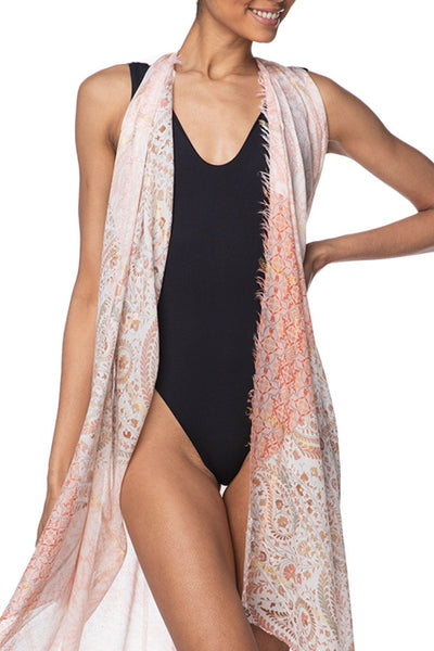 Pool to Party Coverup Believe in Magic / One Size / Pink Free Spirit Vest in Believe in Magic Print