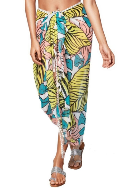 Pool to Party Coverup Botanic Pop / One Size / Multi Braided Multi Wear Coverup Sarong in Botanic Pop