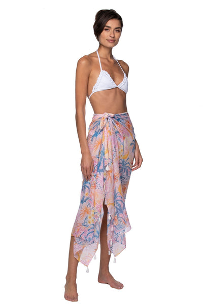 Pool to Party Coverup Escape to Paradise / One Size / Multi Braided Sarong in Escape to Paradise