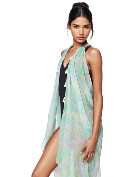 Pool to Party Coverup Fern & Floral / One Size / Mint Free Spirit Vest in Fern & Floral Print