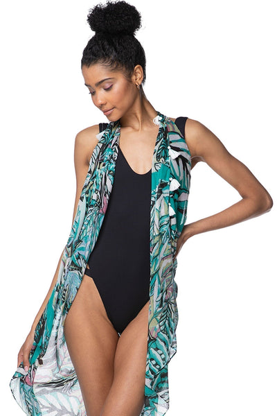 Pool to Party Coverup Forest Dweller / One Size / Multi Free Spirit Vest in Forest Dweller Print