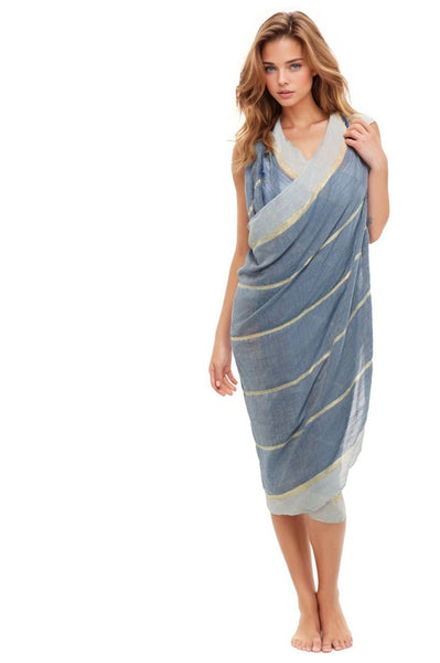 Pool to Party Coverup Free Spirit Multi Wear Coverup Vest in Gold Lurex Stripe