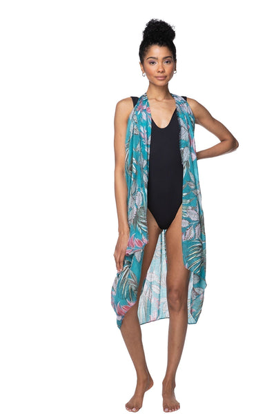 Pool to Party Coverup Garden of Eden / One Size / Jade Free Spirit Vest in Garden of Eden Print
