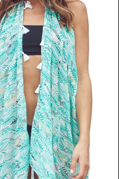 Pool to Party Coverup Golden Leaf / One Size / Green Free Spirit Multi Wear Coverup Vest in Golden Leaf Print