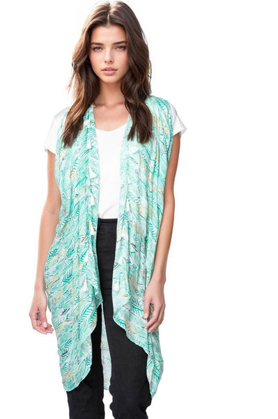 Pool to Party Coverup Golden Leaf / One Size / Green Free Spirit Multi Wear Coverup Vest in Golden Leaf Print