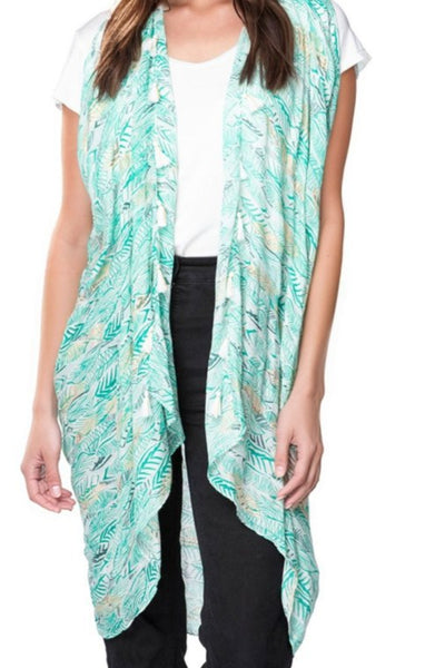 Pool to Party Coverup Golden Leaf / One Size / Green Free Spirit Multi Wear Coverup Vest in Golden Leaf Print