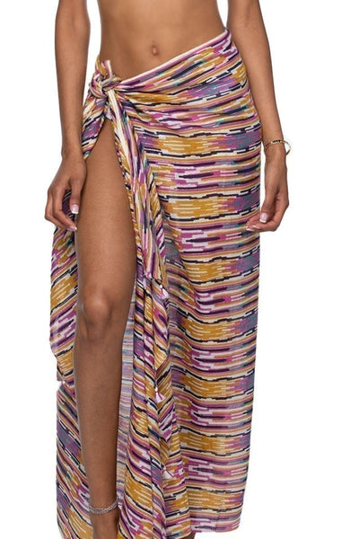 Pool to Party Coverup Hippie Daydream / One Size / Pink-Mustard Braided Sarong in Hippie Daydream