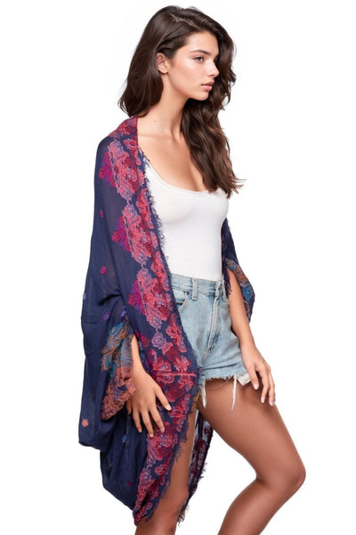 Pool to Party Coverup Kimono Shrug Coverup in Whole Lotta Love Novelty Jacquard Fabric
