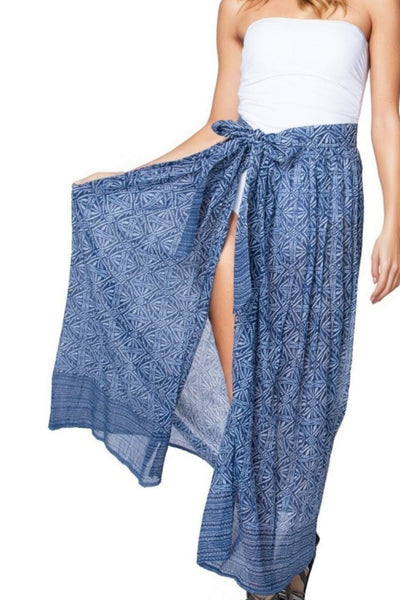 Pool to Party Coverup Milan Medallion / O/S / Blue Seaside Cotton Wrap Skirt Coverup