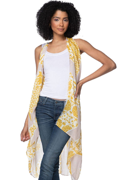 Pool to Party Coverup Morning Song / One Size / Gold Free Spirit Coverup Vest in Morning Song Print